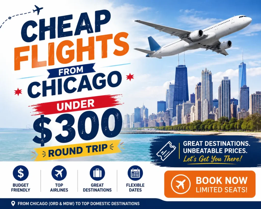Cheap Flights from Chicago- Under $300 Round trip