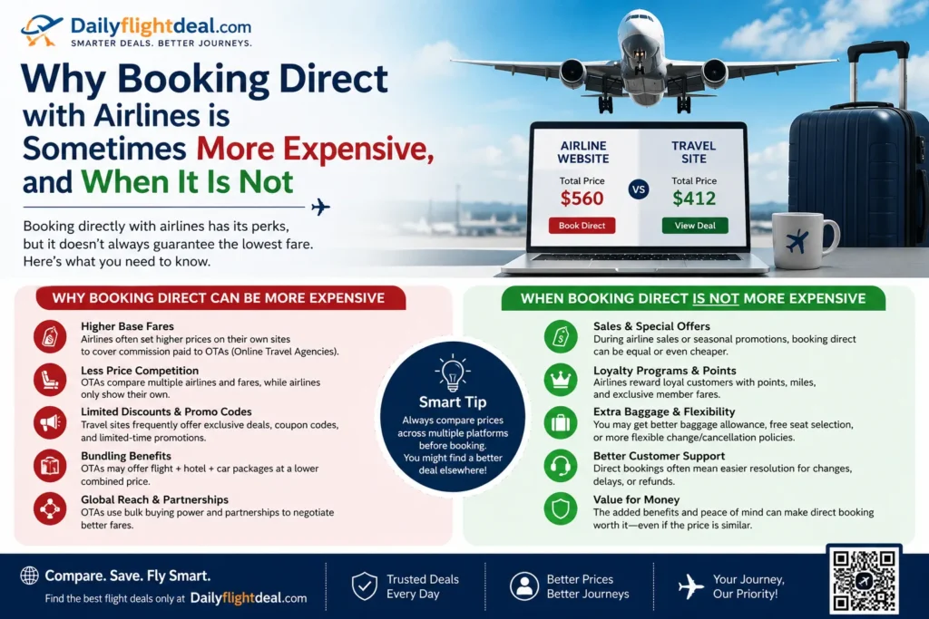 Why Booking Direct with Airlines is sometimes more expensive, and when it is not