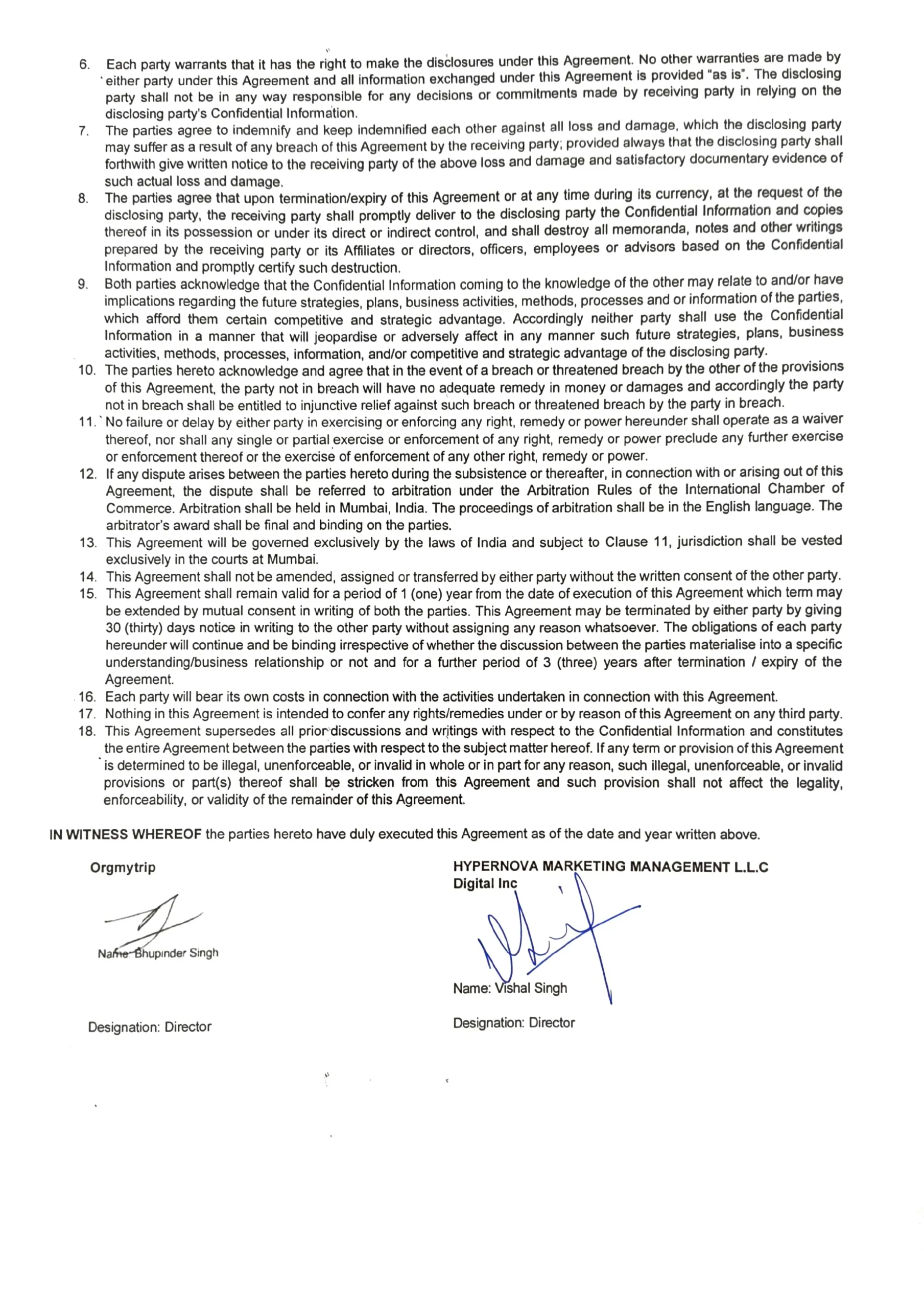 Business Agreement Certificate Right